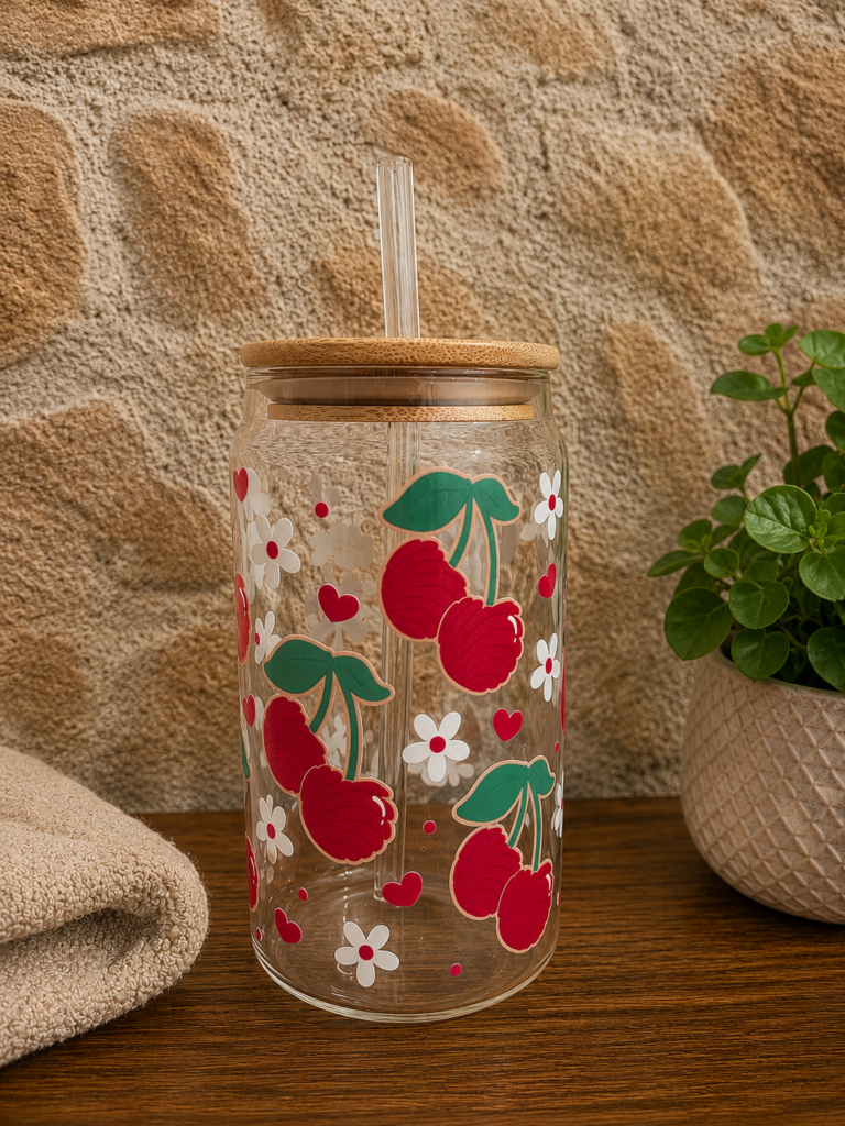 Verre à smoothie - Cerise Fleurie